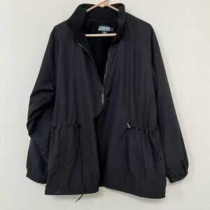 J Crew ~ Anorak Jacket ~ Fully Fleece Lined Weather Resistant Zipper Black Large